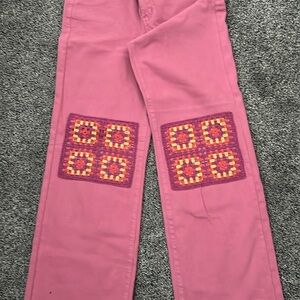 Judy Blue Women's Pink Jeans with Patchwork Design